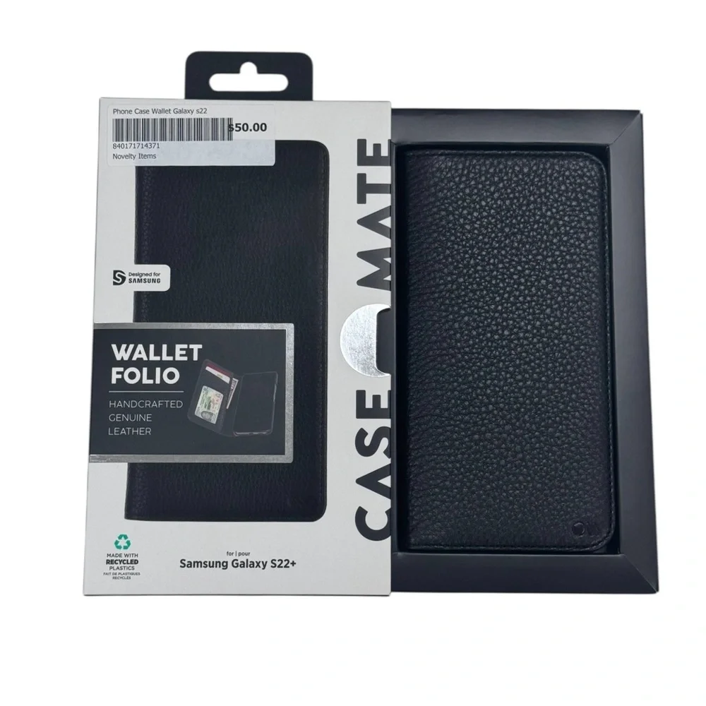 Samsung Galaxy S22+ Black Pebbled Leather Wallet Folio by Case-Mate